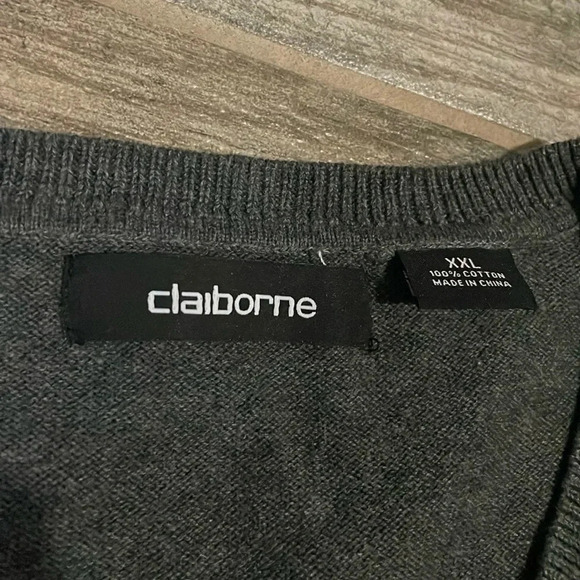 Claiborne men’s argyle sweater V-neck Gray & purple Size XXL NWOT Preppy - Picture 2 of 11